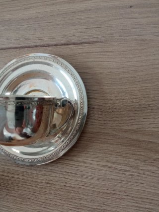 2 Tazas con Plato Antiguas Plata/Alpaca