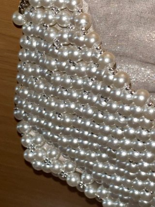 Bolso Zara perlas blanco y plateado
