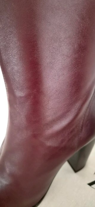 Botines de piel Zara rojo burdeos T40
