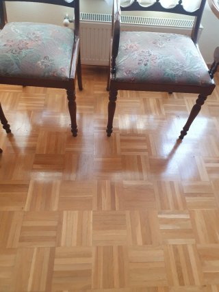 Dos sillas tapizadas madera
