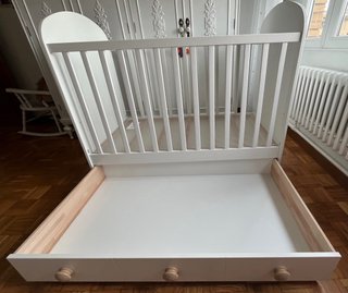 Cuna Ikea Gonatt Blanca con Cajón