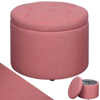 Pouf Contenitore Poggiapiedi in Tessuto Rosa Sgabello con