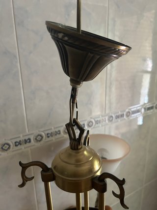 2 Lámparas colgantes de metal y cristal