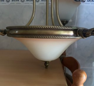 2 Lámparas colgantes de metal y cristal