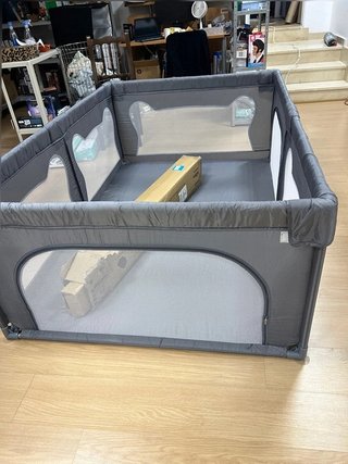 Lionelo Willow - Parco giochi, 0 - 48 mesi, grande superficie 120x180x68 cm, con pareti in rete traspirante, 2 ingressi laterali con cerniera, ideale per casa e giardino, facile da montare (Grigio)