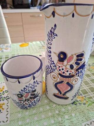Brocca con 5 tazze in ceramica