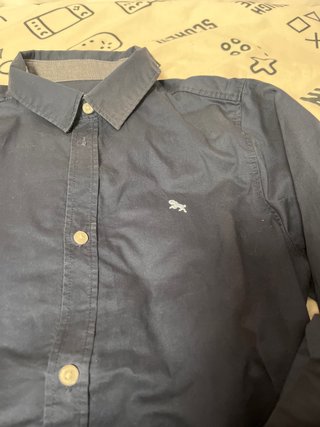 Camisa azul con perro bordado Camisa azul claro