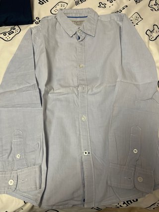 Camisa azul con perro bordado Camisa azul claro