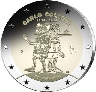 2 Euro Italia Pinocchio Collodi - Reverse Proof