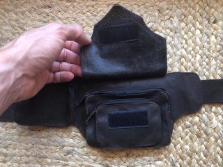 Riñonera de cuero con 9 bolsillos