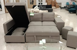 Sofá Cama Chaise Longue + 2 Puffs