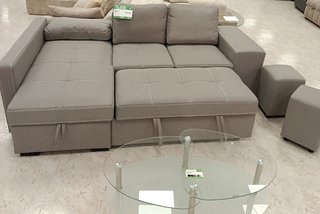 Sofá Cama Chaise Longue + 2 Puffs