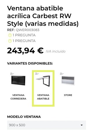 Ventana Carbest RW Style 900x500 sin uso