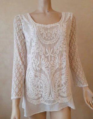 Blusa Bianca Ricamata - Stile Boho Chic