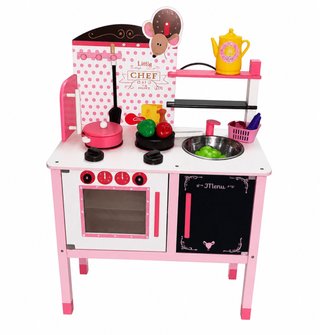 Cocina de juguete de madera con accesorios