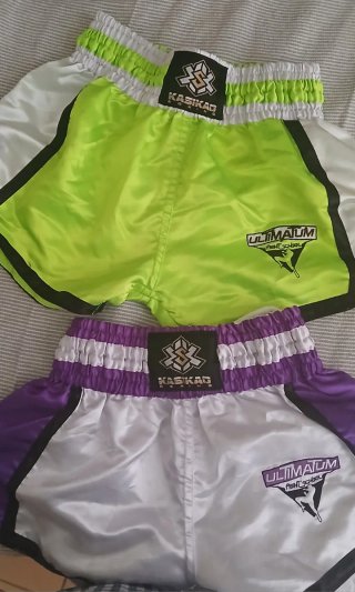 Pantalones de boxeo KASIKAO verdes y morados