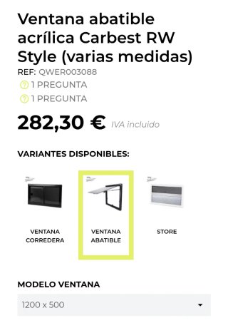 Repuesto Ventana Carbest RW Style 1200x500
