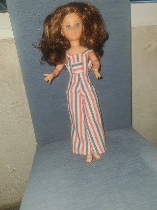 Muñeca antigua vintage jumpsuit rayas, fanny vicma