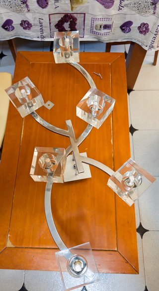 Lámpara de techo moderna cromada y cristal