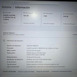 Portátil ASUS TUG Gaming F15 i7