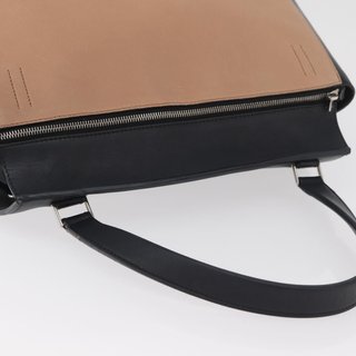 CELINE Edge Hand Bag Leather Beige Black Silver