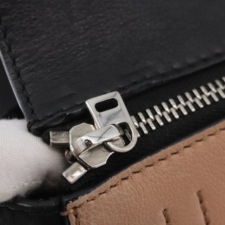CELINE Edge Hand Bag Leather Beige Black Silver