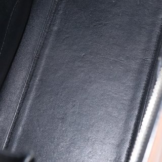 CELINE Edge Hand Bag Leather Beige Black Silver