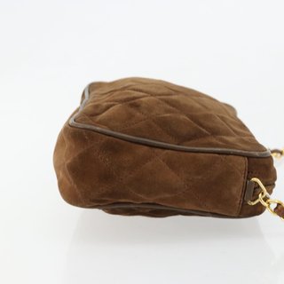 CHANEL Matelasse Chain Shoulder Bag Suede Brown