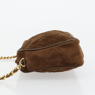 CHANEL Matelasse Chain Shoulder Bag Suede Brown