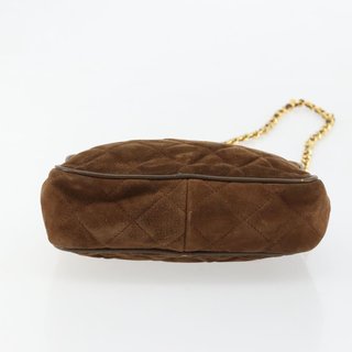 CHANEL Matelasse Chain Shoulder Bag Suede Brown