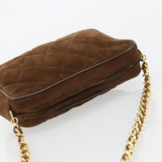 CHANEL Matelasse Chain Shoulder Bag Suede Brown