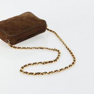 CHANEL Matelasse Chain Shoulder Bag Suede Brown