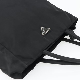 PRADA Hand Bag Nylon Black Silver Auth 181329 -