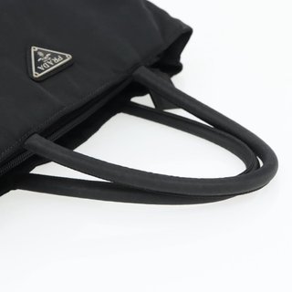 PRADA Hand Bag Nylon Black Silver Auth 181329 -