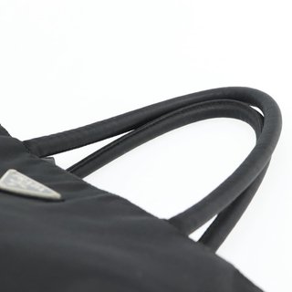 PRADA Hand Bag Nylon Black Silver Auth 181329 -