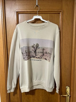 Sudadera beige con paisaje