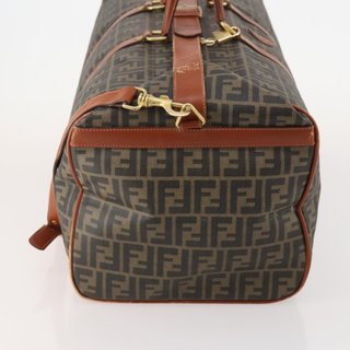 FENDI Zucca Canvas Boston Bag PVC Black Brown