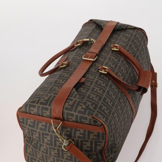 FENDI Zucca Canvas Boston Bag PVC Black Brown