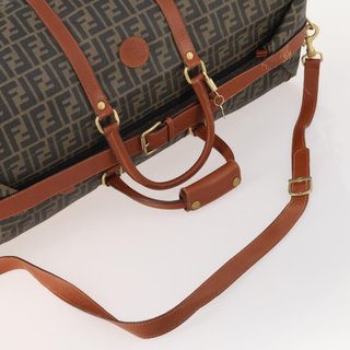 FENDI Zucca Canvas Boston Bag PVC Black Brown
