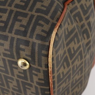 FENDI Zucca Canvas Boston Bag PVC Black Brown