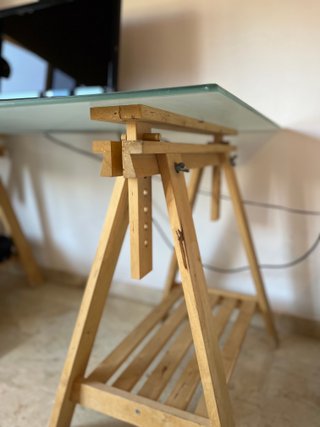 Scrivania Ikea Lagkapten in legno e vetro
