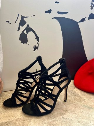 Sandalias Mango Tacón Negro Talla 36
