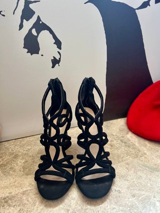 Sandalias Mango Tacón Negro Talla 36