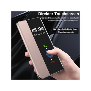 Funda Clear View piel soporte táctil