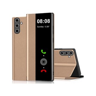 Funda Clear View piel soporte táctil