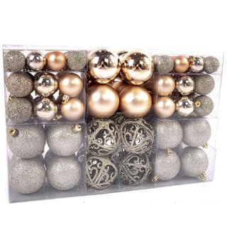 Confezione 100 Palline Natale Champagne Diametro 3/4/6 cm