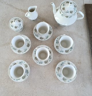 Juego de café antiguo Porcelana Santa Clara .Vigo.