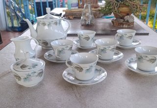 Juego de café antiguo Porcelana Santa Clara .Vigo.