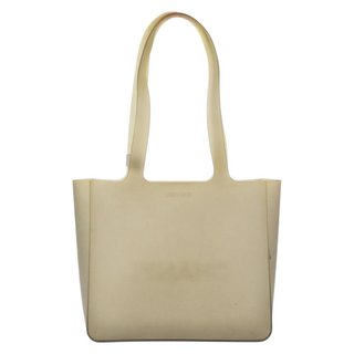CHANEL Tote Bag Rubber Khaki Silver CC Auth