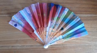 154 ABANICOS COLORIDOS estampacion artesanal